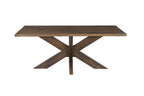 Seven Piece Brown Solid Wood Dining Set with Six Chairs