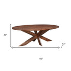 Seven Piece Brown Solid Wood Dining Set with Six Chairs