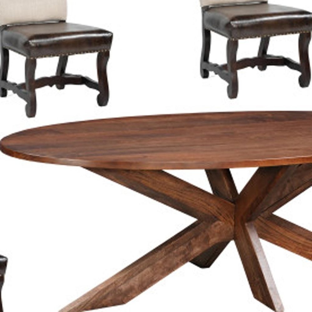 Seven Piece Brown Solid Wood Dining Set with Six Chairs