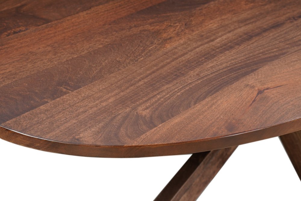 Seven Piece Brown Solid Wood Dining Set with Six Chairs