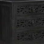 Three Piece Black Solid Wood Bedroom Set