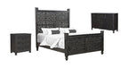 Three Piece Black Solid Wood Bedroom Set