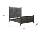 Three Piece Black Solid Wood Bedroom Set