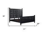 Three Piece Black Solid Wood Bedroom Set