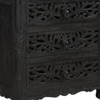 Three Piece Black Solid Wood Bedroom Set