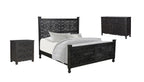 Three Piece Black Solid Wood Bedroom Set