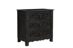 Three Piece Black Solid Wood Bedroom Set