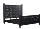 Three Piece Black Solid Wood Bedroom Set
