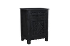 Three Piece Black Solid Wood Bedroom Set
