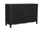 Three Piece Black Solid Wood Bedroom Set
