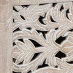 52" White Solid Wood Floral Ottoman With Storage