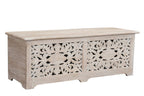 52" White Solid Wood Floral Ottoman With Storage