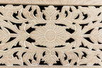 52" White Solid Wood Floral Ottoman With Storage