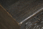 52" Black Solid Wood Floral Ottoman With Storage