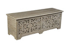 52" Gray Solid Wood Floral Ottoman With Storage