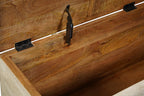 52" Gray Solid Wood Floral Ottoman With Storage