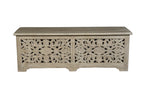 52" Gray Solid Wood Floral Ottoman With Storage