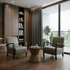 Set of Three Brown Solid Wood Round Solid Furniture Set