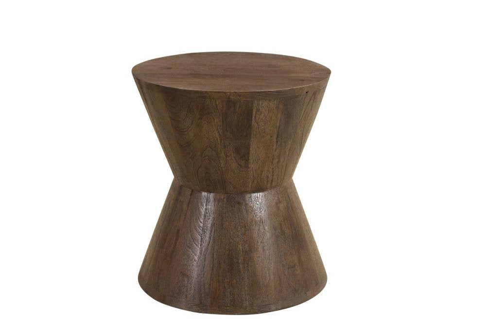 Set of Three Brown Solid Wood Round Solid Furniture Set