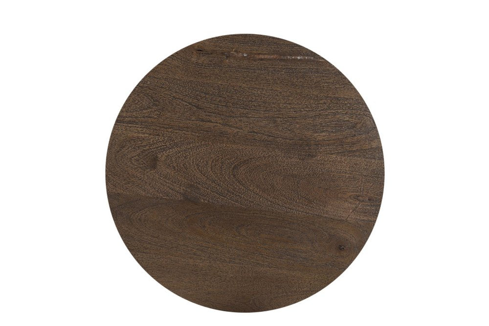 Set of Three Brown Solid Wood Round Solid Furniture Set