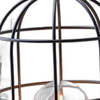 Set of Two 10" Black Battery Operated Lamps With Cage Cylinder Shades