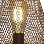 7" Black Battery Operated Novelty Bedside Lamp With Pierced Cone Shade