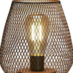 7" Black Battery Operated Novelty Bedside Lamp With Pierced Cone Shade