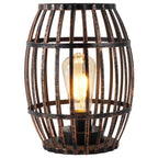 8" Black Battery Operated Novelty Bedside Lamp With Cage Shade