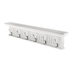 Six Hook 39" White Solid Wood Wall Mount Coat Rack