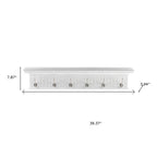 Six Hook 39" White Solid Wood Wall Mount Coat Rack