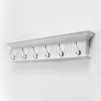 Six Hook 39" White Solid Wood Wall Mount Coat Rack