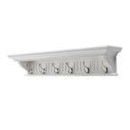Six Hook 39" White Solid Wood Wall Mount Coat Rack