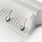 Six Hook 39" White Solid Wood Wall Mount Coat Rack