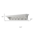Six Hook 39" White Solid Wood Wall Mount Coat Rack