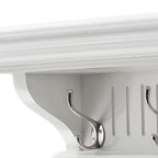Six Hook 39" White Solid Wood Wall Mount Coat Rack
