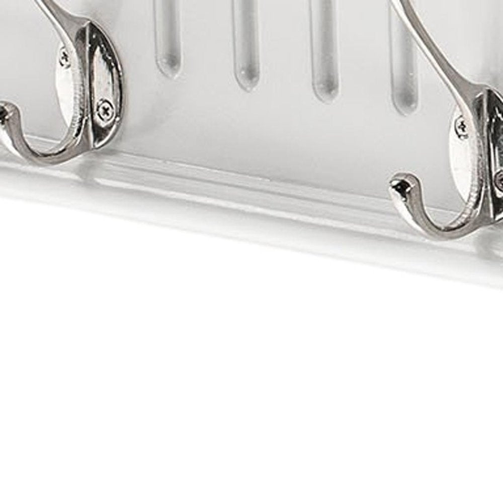 Four Hook 28" White Solid Wood Wall Mount Coat Rack