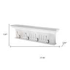 Four Hook 28" White Solid Wood Wall Mount Coat Rack