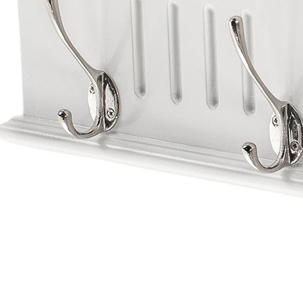 Four Hook 28" White Solid Wood Wall Mount Coat Rack