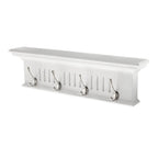 Four Hook 28" White Solid Wood Wall Mount Coat Rack