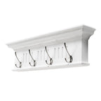 Four Hook 28" White Solid Wood Wall Mount Coat Rack