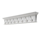 Eight Hook 51" White Solid Wood Wall Mount Coat Rack