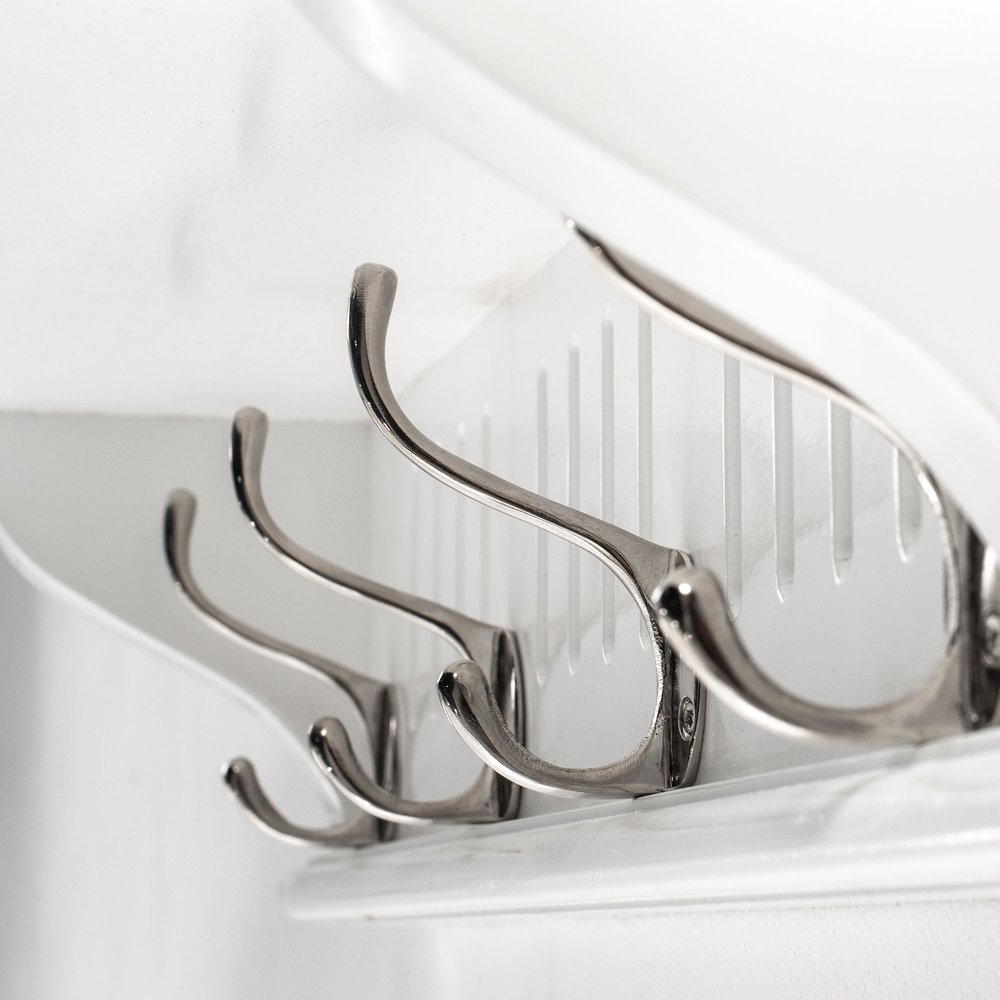 Four Hook 28" White Solid Wood Wall Mount Coat Rack