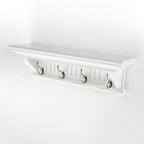 Four Hook 28" White Solid Wood Wall Mount Coat Rack