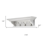 Four Hook 28" White Solid Wood Wall Mount Coat Rack