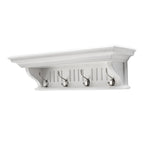 Four Hook 28" White Solid Wood Wall Mount Coat Rack