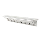 Eight Hook 51" White Solid Wood Wall Mount Coat Rack