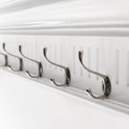 Eight Hook 51" White Solid Wood Wall Mount Coat Rack