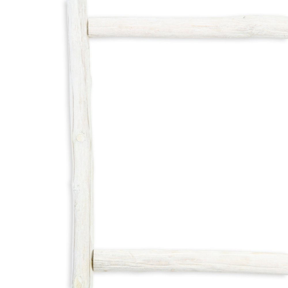 59" White Distressed Solid Wood Four Step Ladder Shelf