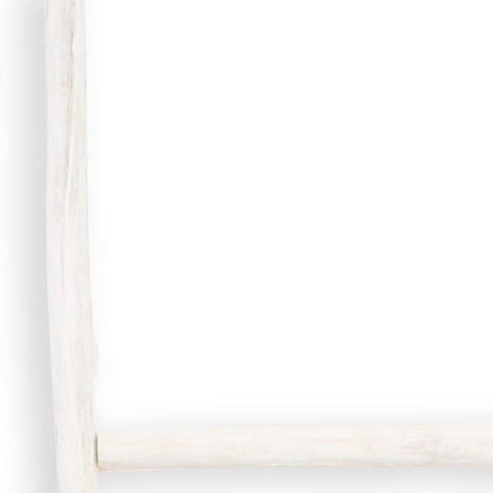 59" White Distressed Solid Wood Four Step Ladder Shelf