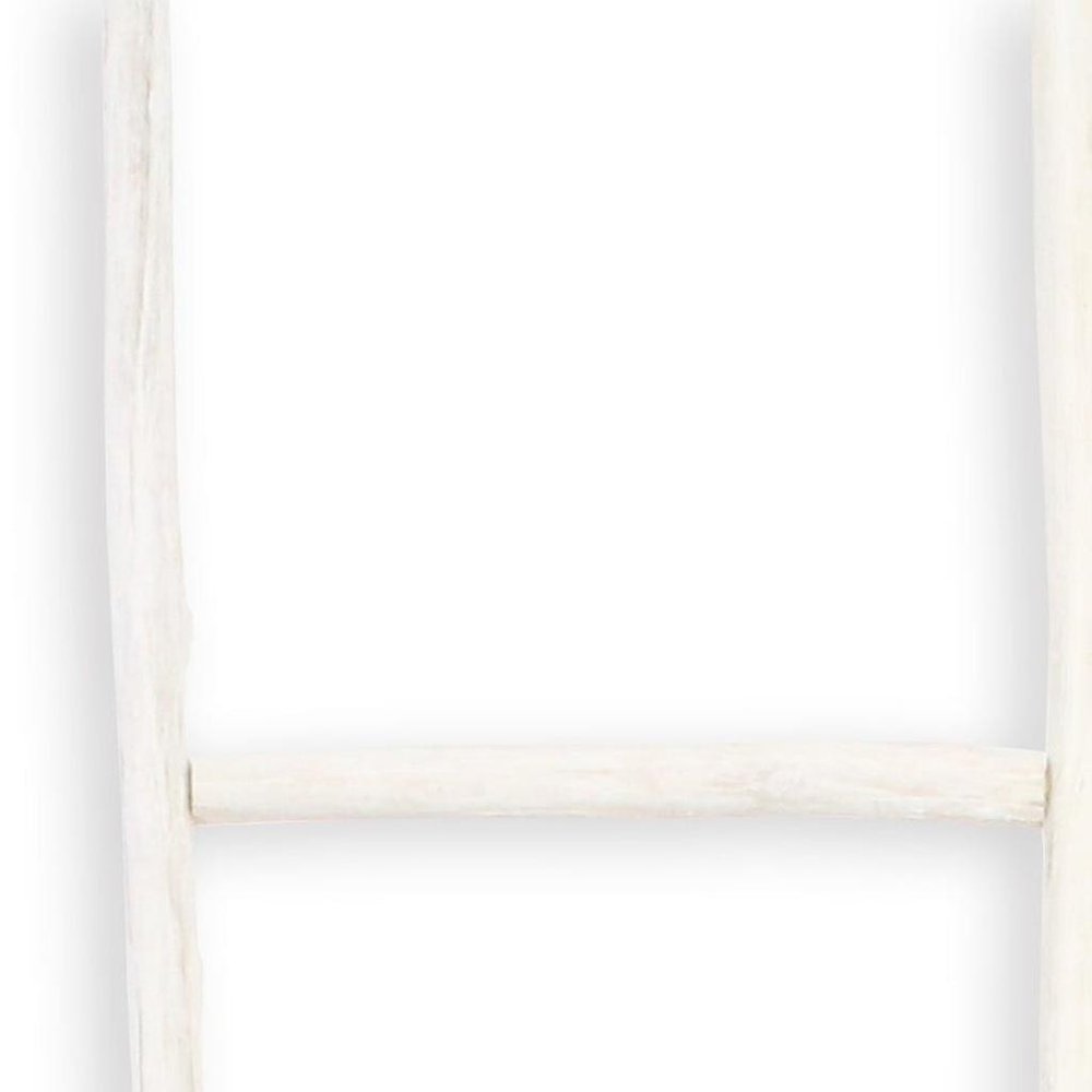 59" White Distressed Solid Wood Four Step Ladder Shelf